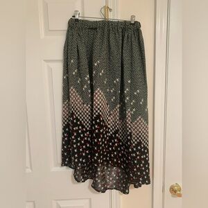 Megan Huntz Atlanta Boho Midi Skirt Mixed Print Elastic Waist. Size Medium.